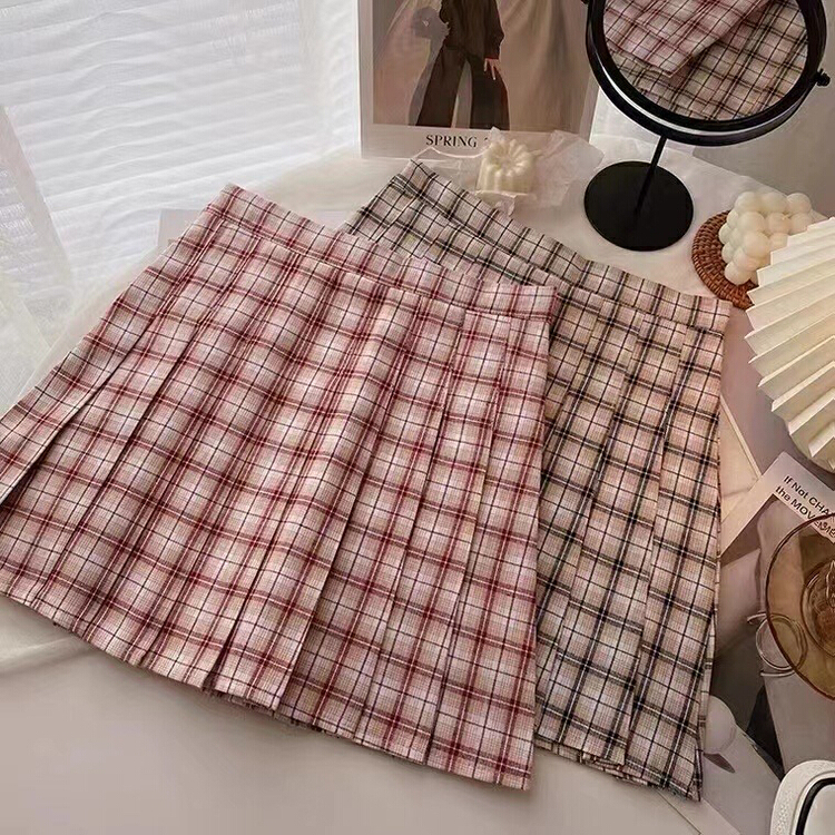 [Tongtong] Korean Plaid pleated skirt 8250# hjy