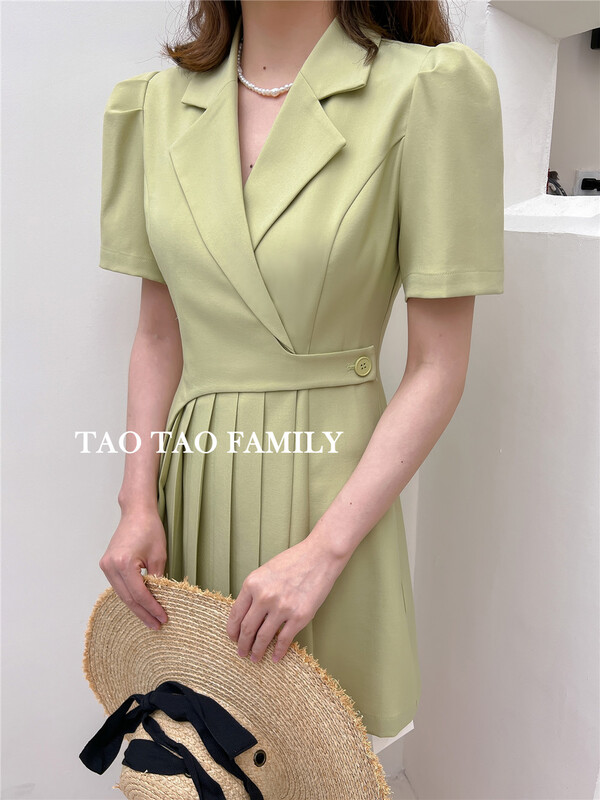 New in early summer! [Taotao family] Korean suit collar Pleated Dress 3609# lwy