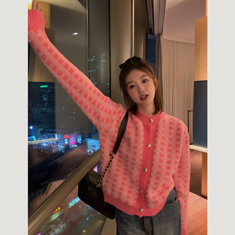 New year in early spring! [timely rain] Hanfeng ins xiaoxiangfeng lattice warm sweater 71049# jhy