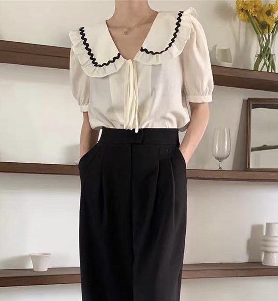 New in early summer! [set] Korean style baby collar age reducing shirt 6005-3# zxx