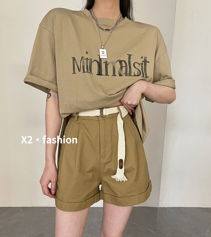 [x2] simple and versatile slim casual shorts (with waist rope) 8875# ozq