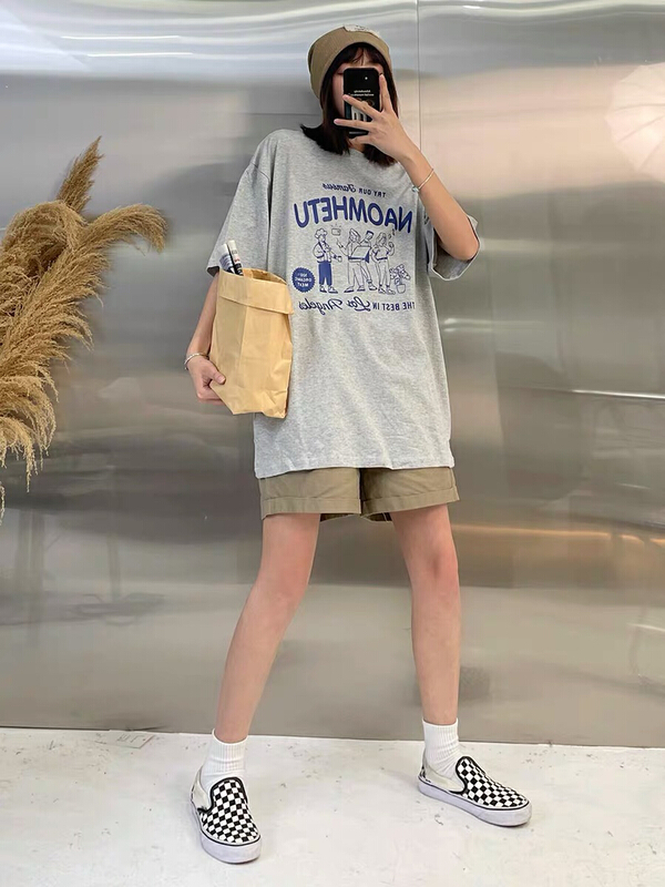 Live 67! [lab eeda] Korean simple cartoon printed short sleeve T-shirt 3050# ozq