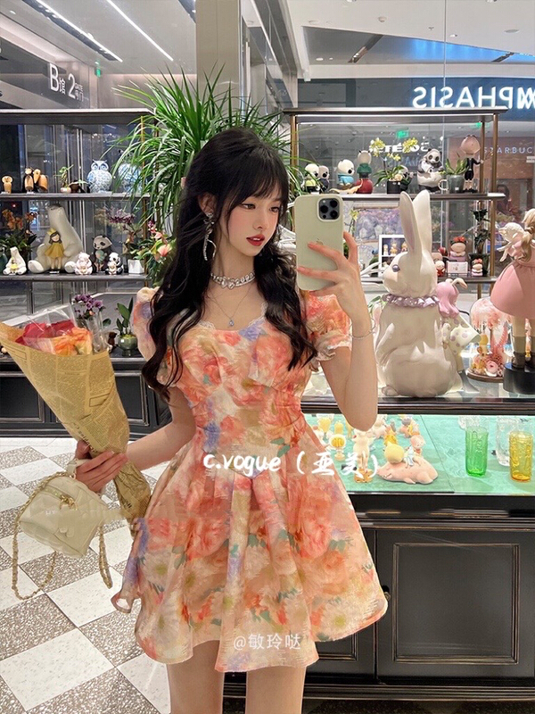 [c.vogue] French versatile floral dress 3806# PCZ