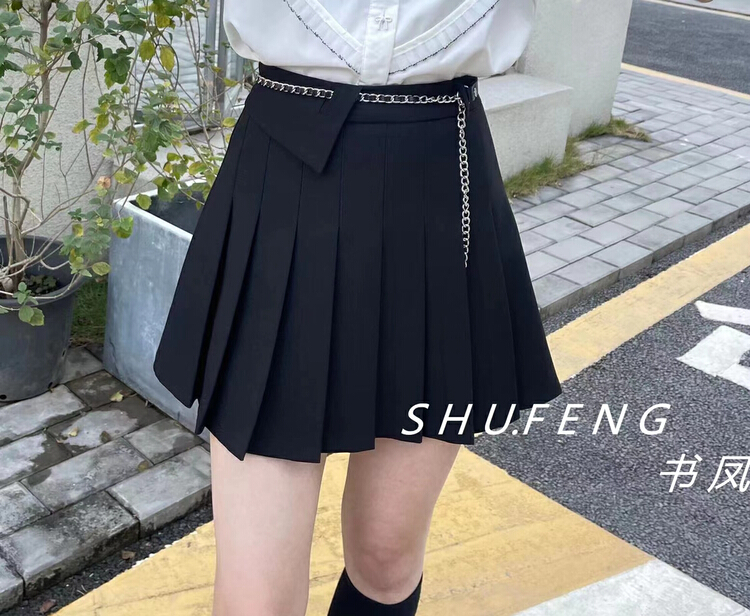 [Shufeng] college style A-line pleated skirt (with belt) 9959# LSL