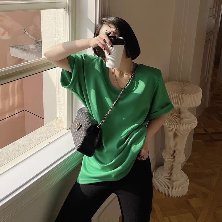 Original price 39.48! [Maomao] U-neck simple basic versatile short sleeve T-shirt 693# WTT