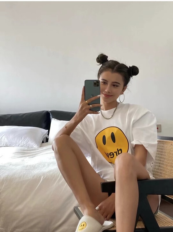 [East room] smiley face print Pullover short sleeve T-shirt 1053# WTT