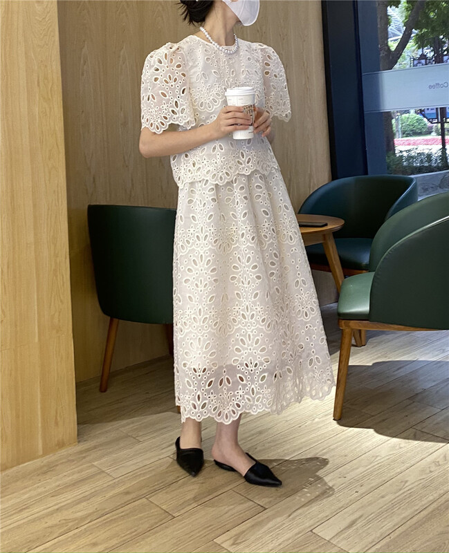 New in early summer! [zicci] Korean elastic waist hollow skirt 106583# lwy