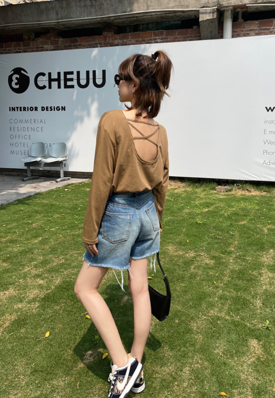 New in early summer! [mekimeki] back cross Pullover long sleeve T-shirt 28075# ozq