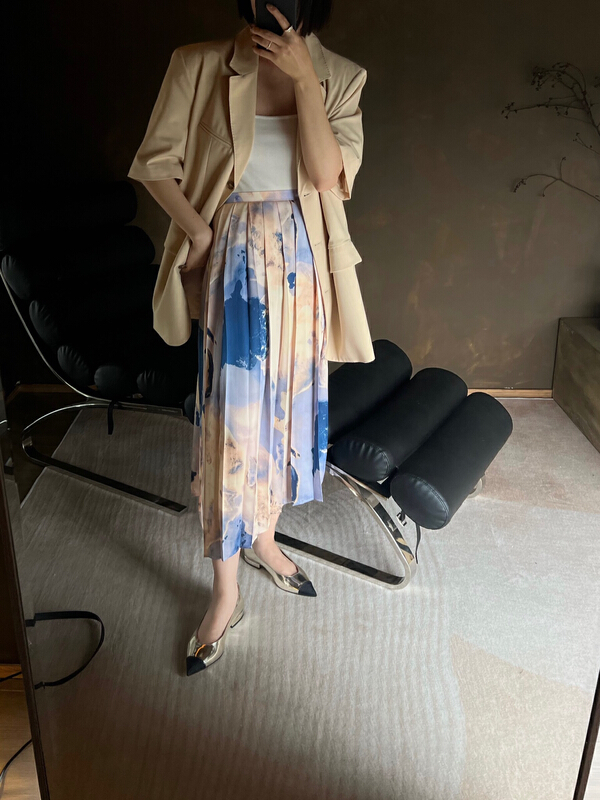 goods in stock! New in early summer! [Hello September] irregular pleated skirt m2421# CLS