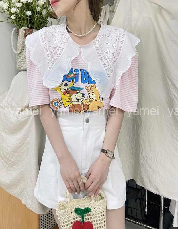 [ya. Mei] Korean print short sleeve T-shirt 5812-1# ll