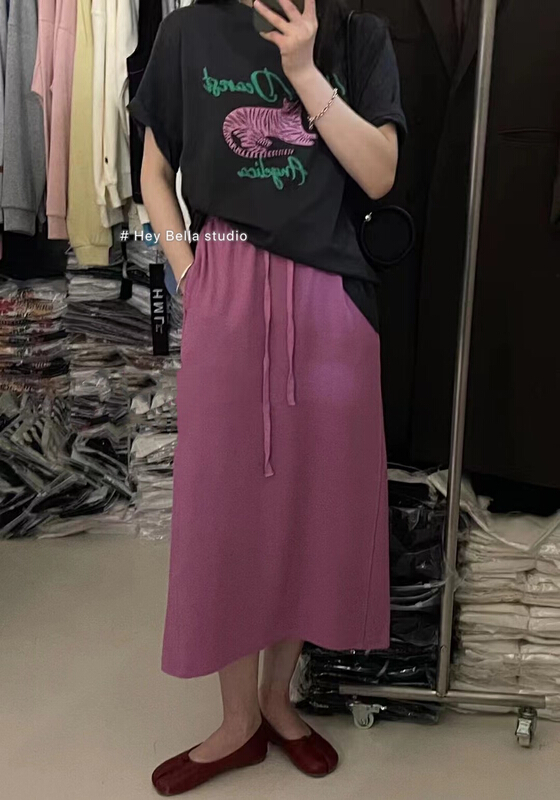 In early summer! [hey Bella] elastic waist versatile slim skirt b1250\ll
