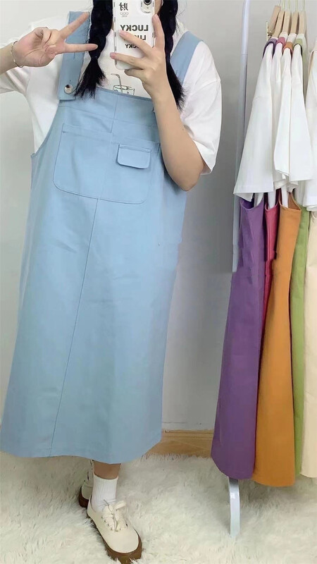 New in early summer! [Hua +] simple and comfortable casual suspender skirt (excluding inner matching) 7172# LSW