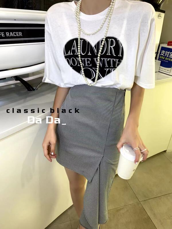 New in early summer! [dada] personalized love letter printed short sleeve T-shirt 6637# zxl