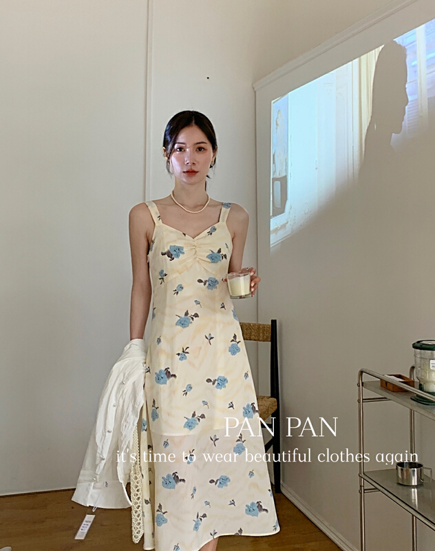 New in early summer! [Panpan] Korean pleated suspender dress 8312# cqw