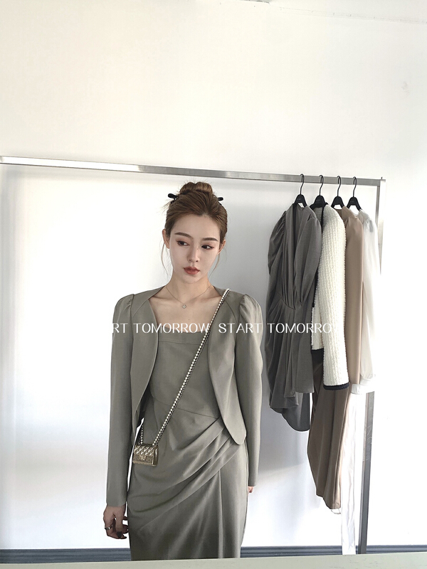 [pepper] temperament long sleeve suit coat + suspender dress suit 1265# Cl