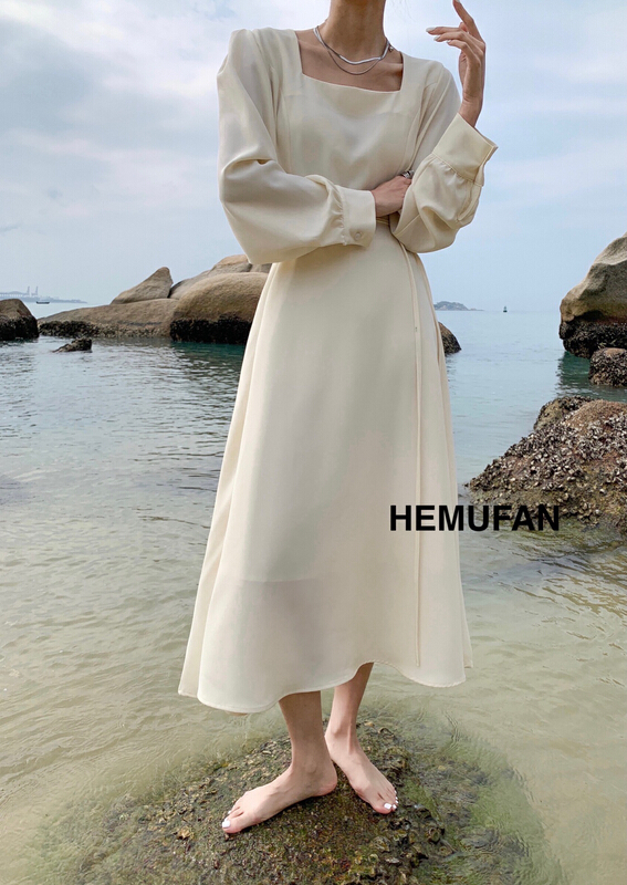 New year in early spring! [hemufan hemufan] square neck fashion Korean dress 3379# L