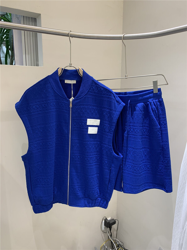 New in early summer! [MF] zipper cardigan Vest + comfortable casual shorts two piece suit 6305-1# ZZL