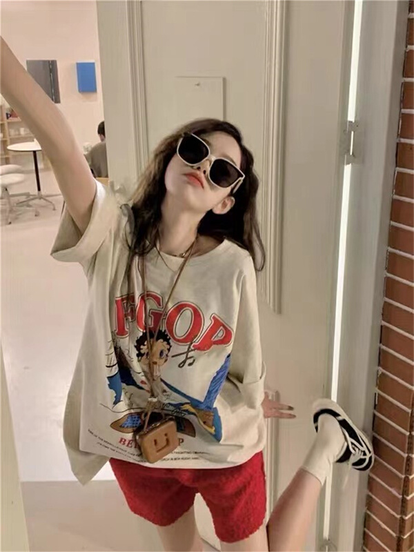 [G +] Korean Pullover printed short sleeve T-shirt 21079# WTT