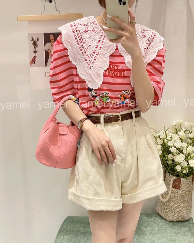 [ya. Mei] stripe comfortable Korean Short Sleeve T-shirt 8903# ll