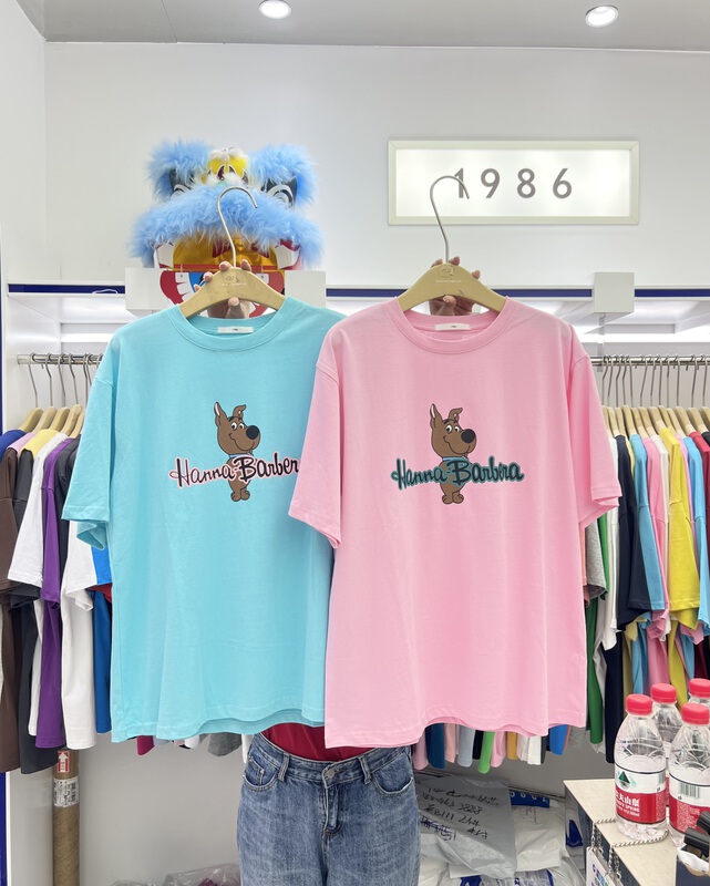 New in early summer! [1986] puppy print loose Vintage short sleeve T-shirt c723# LSL