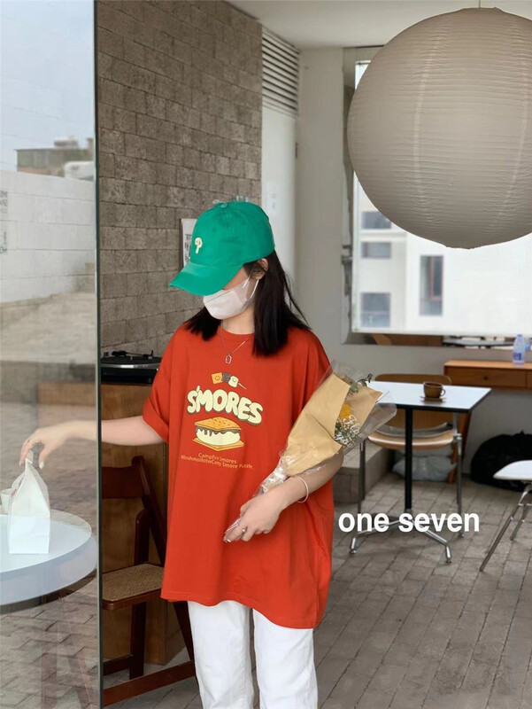 [one seven] personalized print loose round neck short sleeve T-shirt 5058# XYY