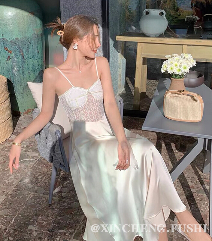 [Xinsheng] French retro court embroidered lace splicing suspender dress a263# PCZ