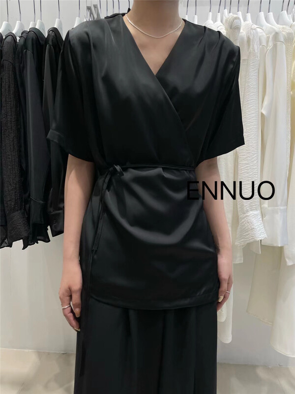[ennuo] lace up comfortable Korean shirt 1309# L