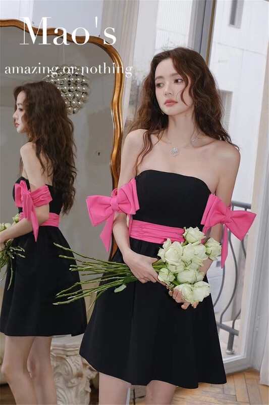 [Mao's] celebrity temperament bow thin dress ys1-6590# JJ