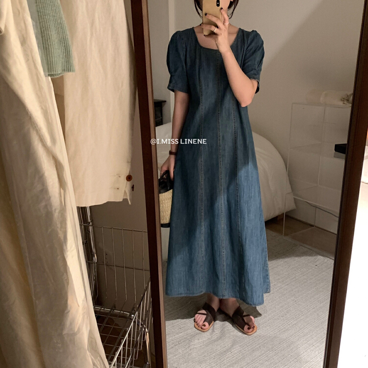 [Imiss] Vintage high-end feeling, slim and loose denim dress cx8062# LSW