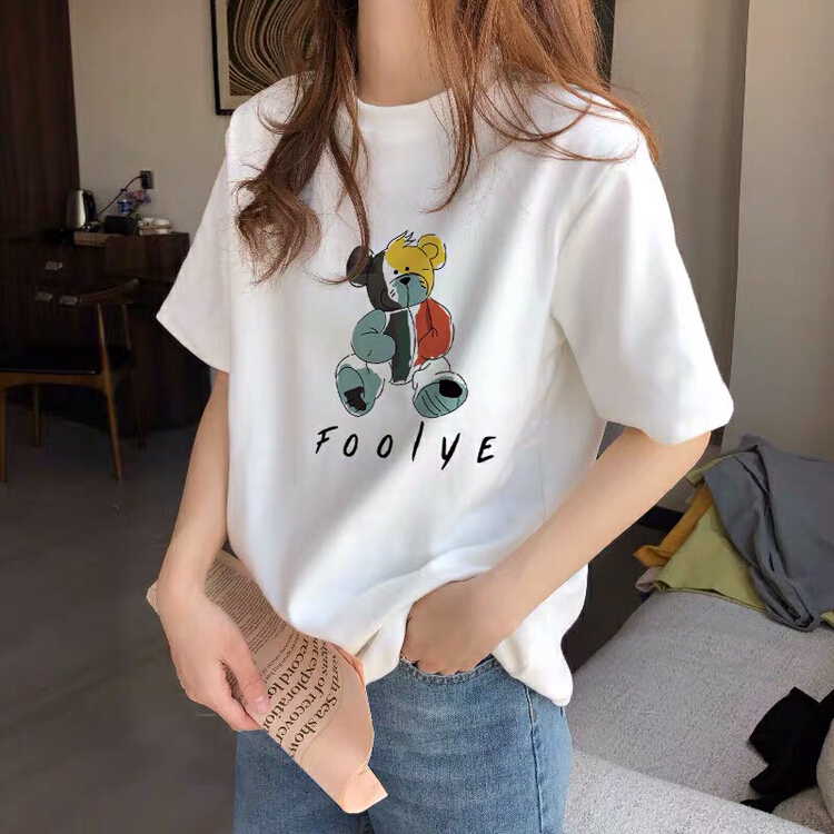 New year in early spring! [Ziyi family] bear print round neck short sleeve T-shirt 0073\wtt
