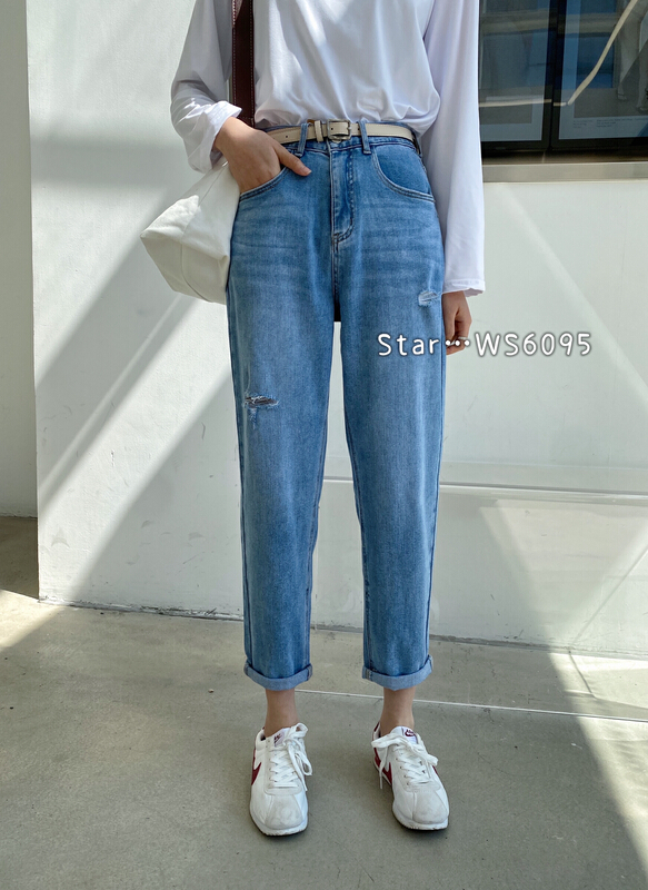 New year in early spring! [star] Korean versatile casual Harlan jeans (with belt) ws6095# CLS