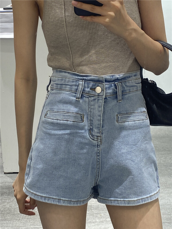 [fengdebao] high waist Korean loose denim shorts 6128\ozq