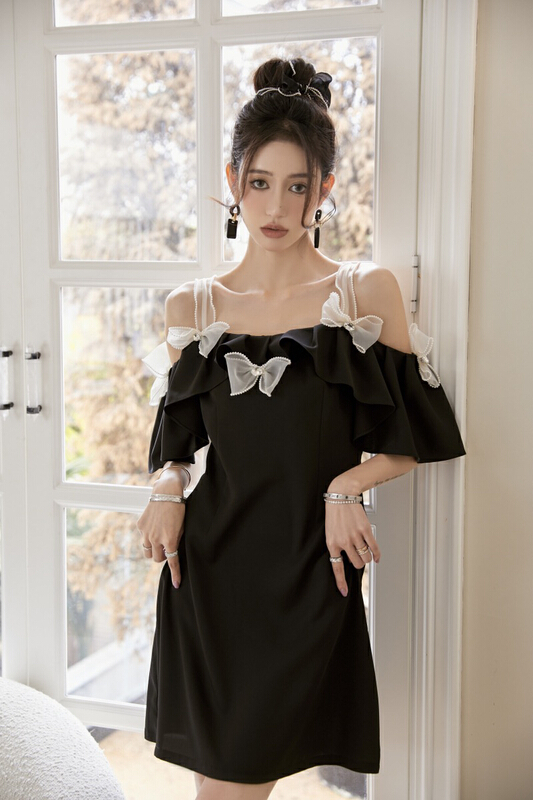 New in early summer! [ala] French sexy temperament bow suspender dress l1563# JJ