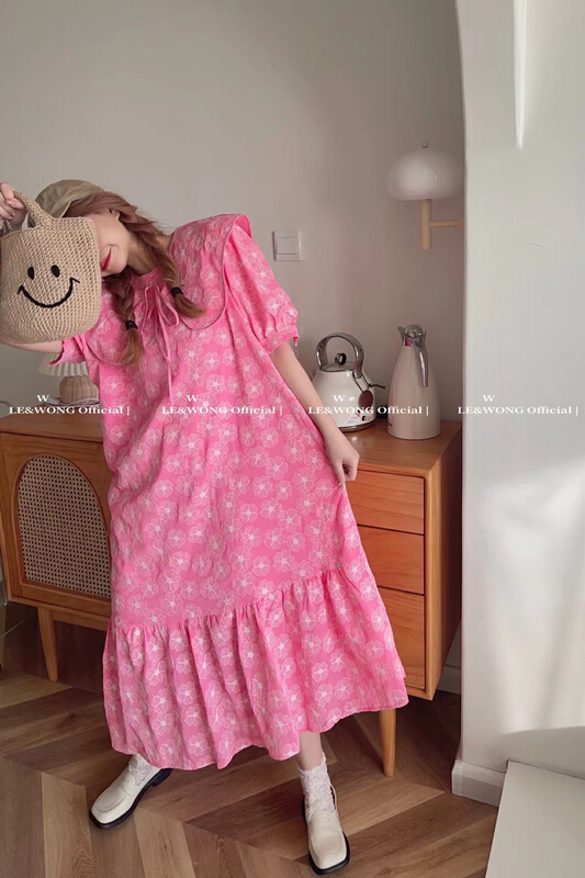 goods in stock! New in early summer! [le & Wong] embroidery craft flower sweet and gentle versatile dress (with detachable shawl) 6928# WTT