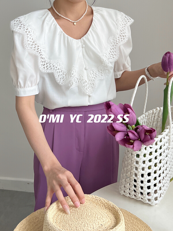 [O MI] Korean lace lace bubble sleeve blouse ys-8631# HBx