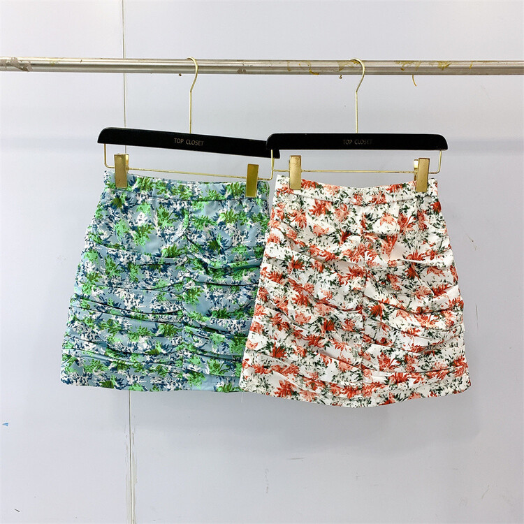 goods in stock! [top close] Korean floral pleated slim skirt ys1-6832# ozq