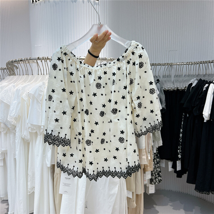 [her tell] one shoulder floral versatile blouse 5282# XYJ