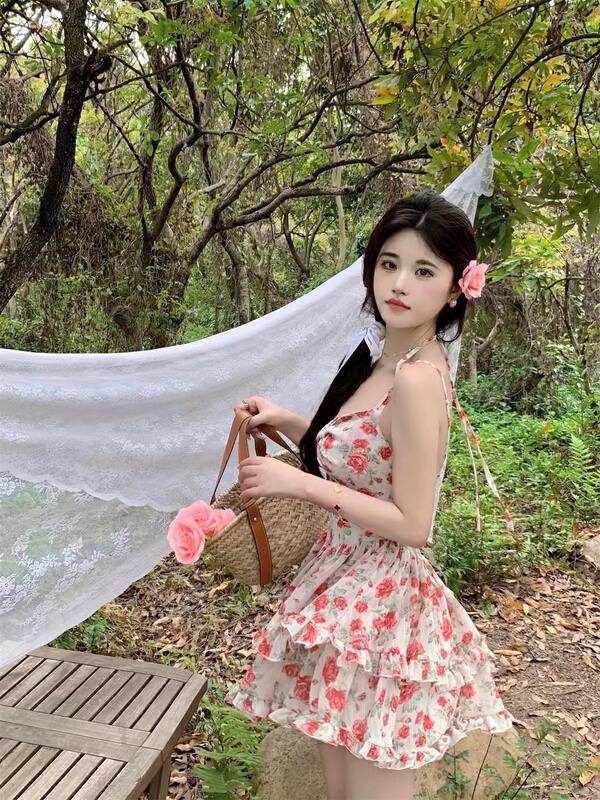 New in early summer! [DS +] little woman floral suspender dress 1142# JJ