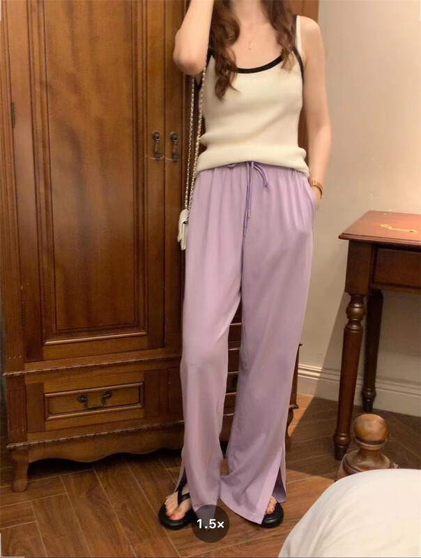 New in early summer! [Sicily] Korean wide leg slit casual pants 97321# XJ
