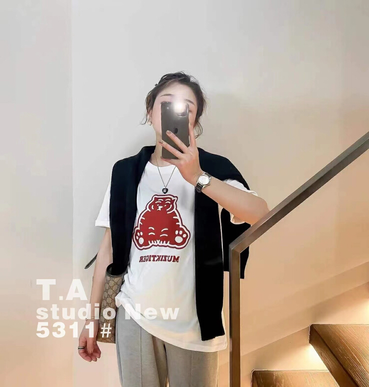 New year in early spring! [TA +] crew neck loose print Casual Short Sleeve T-shirt 5311# XYY