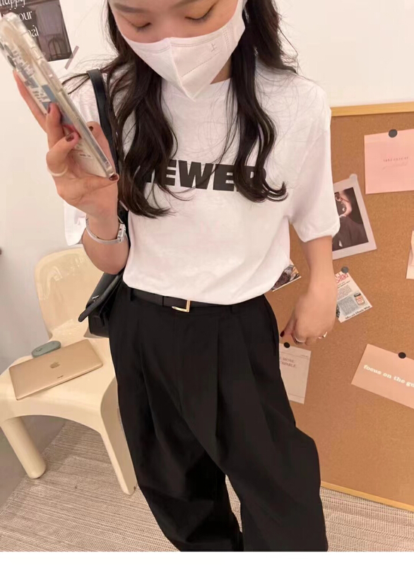 [HH] letter round neck Korean Short Sleeve T-shirt 3373# L