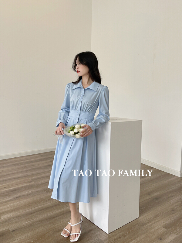 New year in early spring! [Taotao family] minimalist solid color medium length dress 7063-1# lwy