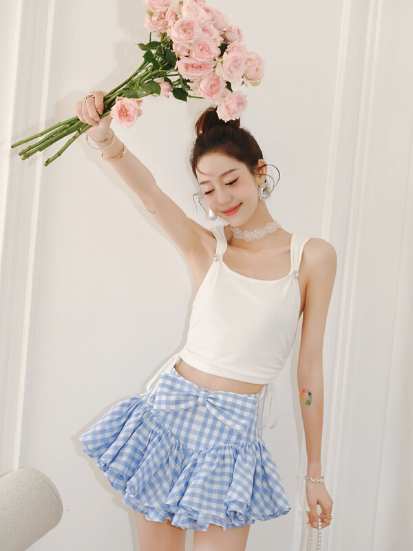 [Alala emelia] drill buckle drawstring tie short blouse (only selling blouses) s1673# JJ