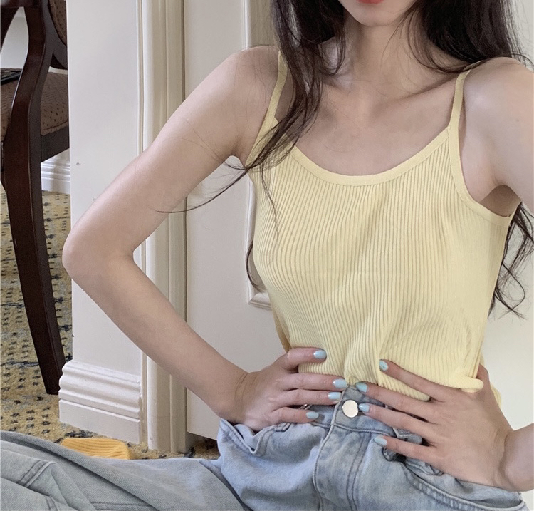[ange run] solid color simple slim vest / sling 6813# ZSY