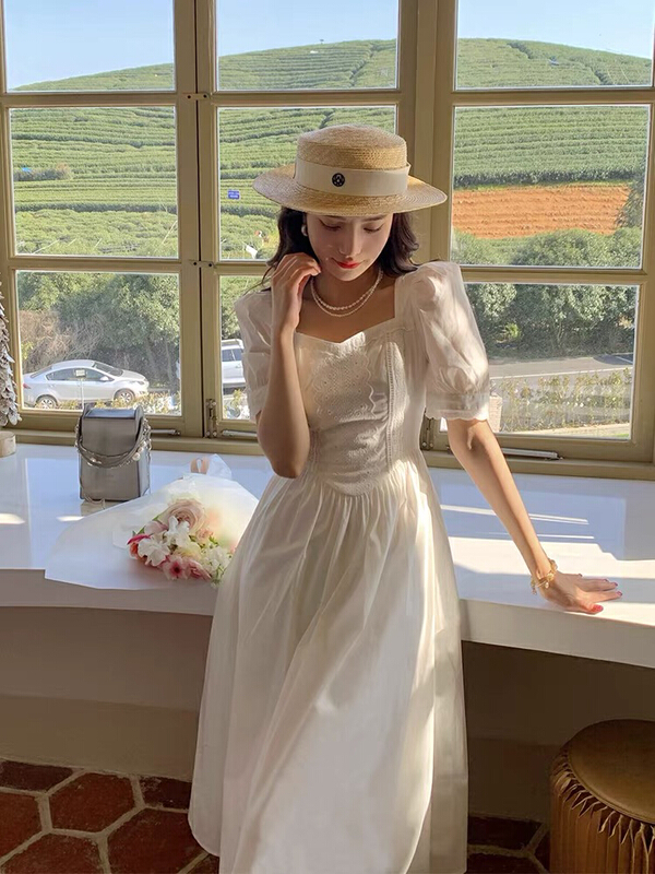 [Huaxi] French first love sweet square neck dress 9079# PCZ