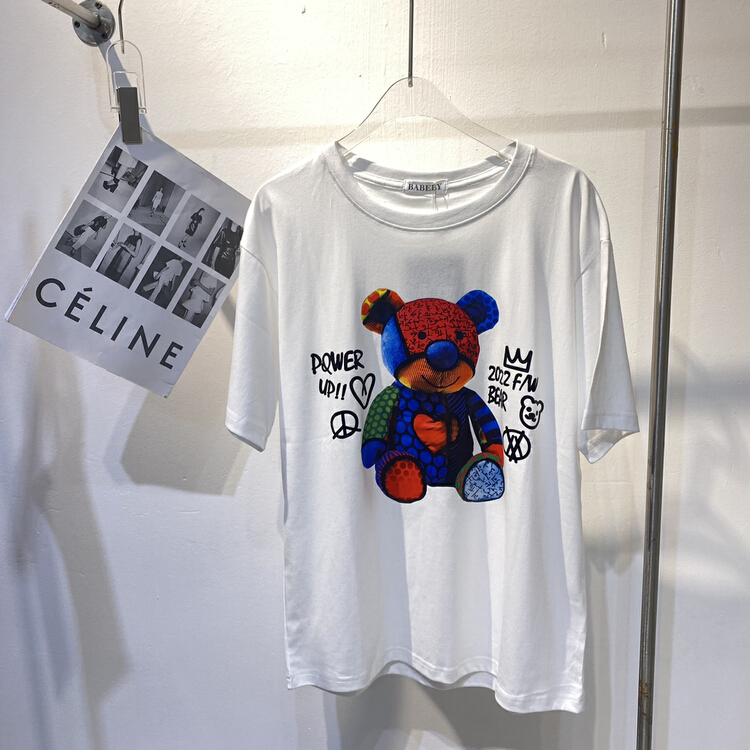 New in early summer! [Nancy] building block bear Pullover Korean Short Sleeve T-shirt ys1-65# WPL