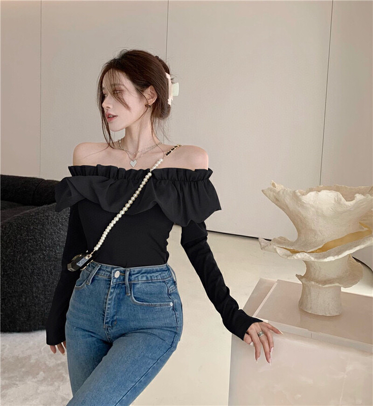 goods in stock! New year in early spring! [X.C] simple solid color one shoulder shirt 062-1# WPL