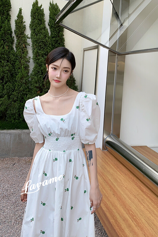 New in early summer! [lavame] French embroidery waist closing dress 7757# zxx
