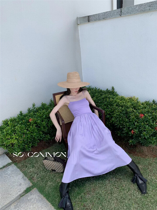 [so common] Korean sling splicing and crimping versatile dress 62139# jhy
