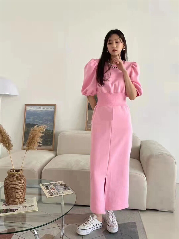 goods in stock! New in early summer! [double. J] casual round neck waist closing simple dress 1819# PCZ